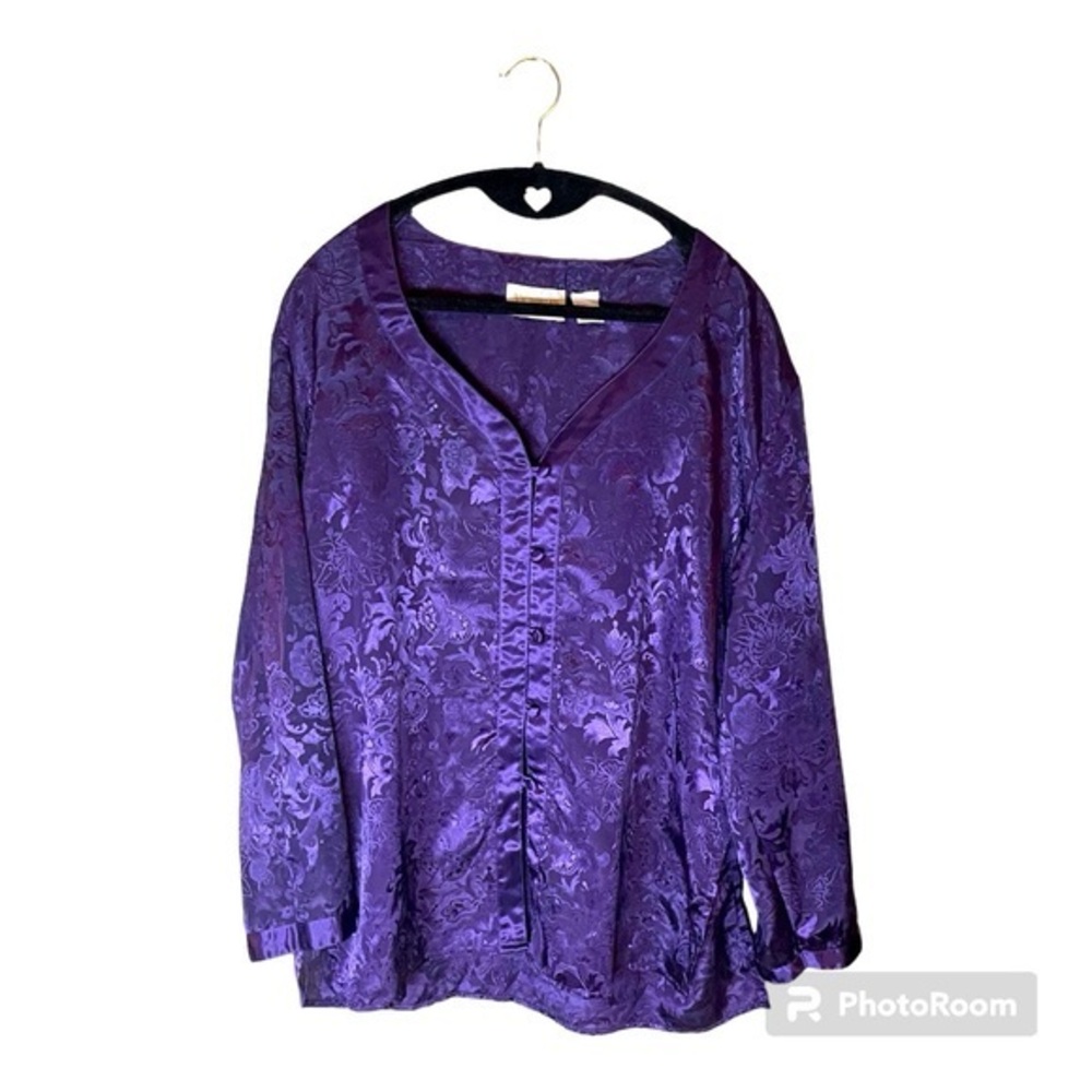 Victoria’s Secret Gold Label Vintage Purple Paisley‎ Night Shirt Gown Size Small